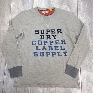 Superdry Mens Copper Label Long Sleeve Shirt XL Gray Long Sleeve Crewneck